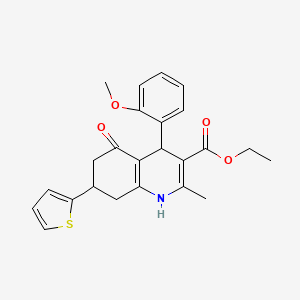 molecular formula C24H25NO4S B3956598 ethyl 4-(2-methoxyphenyl)-2-methyl-5-oxo-7-(2-thienyl)-1,4,5,6,7,8-hexahydro-3-quinolinecarboxylate 