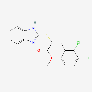 molecular formula C18H16Cl2N2O2S B3956607 ethyl 2-(1H-benzimidazol-2-ylthio)-3-(2,3-dichlorophenyl)propanoate 
