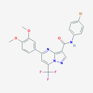 molecular formula C22H16BrF3N4O3 B395661 N-(4-bromophenyl)-5-(3,4-dimethoxyphenyl)-7-(trifluoromethyl)pyrazolo[1,5-a]pyrimidine-3-carboxamide 