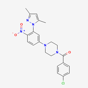 molecular formula C22H22ClN5O3 B3956613 1-(4-chlorobenzoyl)-4-[3-(3,5-dimethyl-1H-pyrazol-1-yl)-4-nitrophenyl]piperazine 
