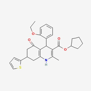 molecular formula C28H31NO4S B3956649 cyclopentyl 4-(2-ethoxyphenyl)-2-methyl-5-oxo-7-(2-thienyl)-1,4,5,6,7,8-hexahydro-3-quinolinecarboxylate 