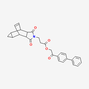 2-(4-biphenylyl)-2-oxoethyl 3-(3,5-dioxo-4-azatetracyclo[5.3.2.0~2,6~.0~8,10~]dodec-11-en-4-yl)propanoate