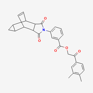 molecular formula C28H25NO5 B3956685 2-(3,4-dimethylphenyl)-2-oxoethyl 3-(3,5-dioxo-4-azatetracyclo[5.3.2.0~2,6~.0~8,10~]dodec-11-en-4-yl)benzoate 