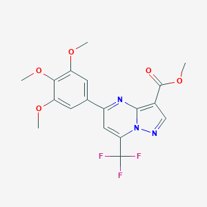 molecular formula C18H16F3N3O5 B395669 Methyl 7-(trifluoromethyl)-5-(3,4,5-trimethoxyphenyl)pyrazolo[1,5-a]pyrimidine-3-carboxylate 