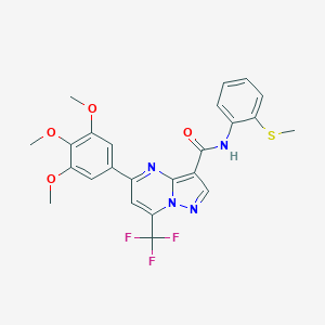 molecular formula C24H21F3N4O4S B395670 N-[2-(methylsulfanyl)phenyl]-7-(trifluoromethyl)-5-(3,4,5-trimethoxyphenyl)pyrazolo[1,5-a]pyrimidine-3-carboxamide 