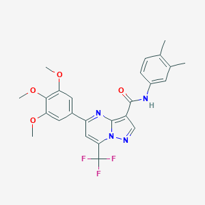 molecular formula C25H23F3N4O4 B395672 N-(3,4-dimethylphenyl)-7-(trifluoromethyl)-5-(3,4,5-trimethoxyphenyl)pyrazolo[1,5-a]pyrimidine-3-carboxamide 