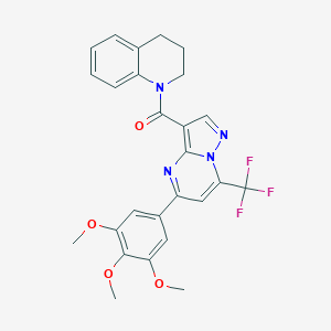 molecular formula C26H23F3N4O4 B395674 3,4-dihydroquinolin-1(2H)-yl[7-(trifluoromethyl)-5-(3,4,5-trimethoxyphenyl)pyrazolo[1,5-a]pyrimidin-3-yl]methanone 