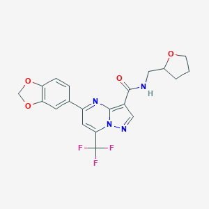 molecular formula C20H17F3N4O4 B395678 5-(1,3-benzodioxol-5-yl)-N-(oxolan-2-ylmethyl)-7-(trifluoromethyl)pyrazolo[1,5-a]pyrimidine-3-carboxamide CAS No. 6074-22-2