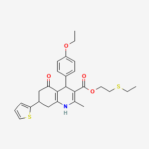 molecular formula C27H31NO4S2 B3956787 2-(ethylthio)ethyl 4-(4-ethoxyphenyl)-2-methyl-5-oxo-7-(2-thienyl)-1,4,5,6,7,8-hexahydro-3-quinolinecarboxylate 