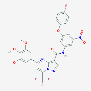 molecular formula C29H21F4N5O7 B395679 N-[3-(4-fluorophenoxy)-5-nitrophenyl]-7-(trifluoromethyl)-5-(3,4,5-trimethoxyphenyl)pyrazolo[1,5-a]pyrimidine-3-carboxamide 