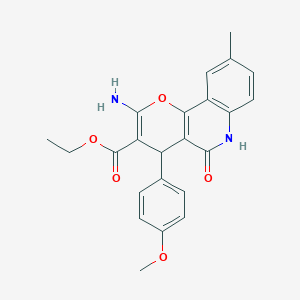ethyl 2-amino-4-(4-methoxyphenyl)-9-methyl-5-oxo-5,6-dihydro-4H-pyrano[3,2-c]quinoline-3-carboxylate