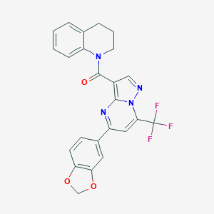 molecular formula C24H17F3N4O3 B395680 [5-(1,3-benzodioxol-5-yl)-7-(trifluoromethyl)pyrazolo[1,5-a]pyrimidin-3-yl](3,4-dihydroquinolin-1(2H)-yl)methanone 