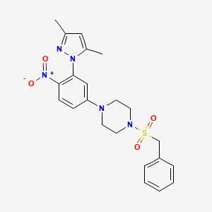 molecular formula C22H25N5O4S B3956828 1-(benzylsulfonyl)-4-[3-(3,5-dimethyl-1H-pyrazol-1-yl)-4-nitrophenyl]piperazine 