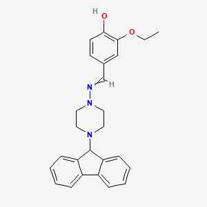 2-ethoxy-4-({[4-(9H-fluoren-9-yl)-1-piperazinyl]imino}methyl)phenol