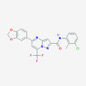 molecular formula C22H14ClF3N4O3 B395685 5-(1,3-benzodioxol-5-yl)-N-(3-chloro-2-methylphenyl)-7-(trifluoromethyl)pyrazolo[1,5-a]pyrimidine-2-carboxamide 