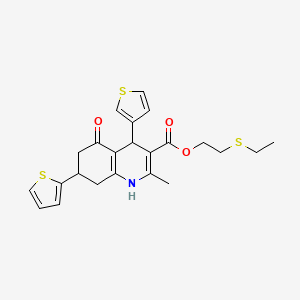 molecular formula C23H25NO3S3 B3956868 2-(ethylthio)ethyl 2-methyl-5-oxo-7-(2-thienyl)-4-(3-thienyl)-1,4,5,6,7,8-hexahydro-3-quinolinecarboxylate 