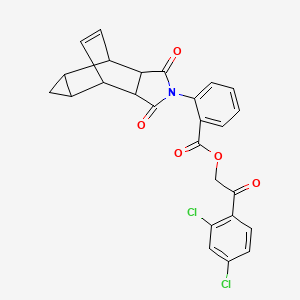 molecular formula C26H19Cl2NO5 B3956876 2-(2,4-dichlorophenyl)-2-oxoethyl 2-(3,5-dioxo-4-azatetracyclo[5.3.2.0~2,6~.0~8,10~]dodec-11-en-4-yl)benzoate 