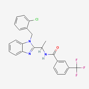 molecular formula C24H19ClF3N3O B3956883 N-{1-[1-(2-chlorobenzyl)-1H-benzimidazol-2-yl]ethyl}-3-(trifluoromethyl)benzamide 