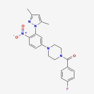 molecular formula C22H22FN5O3 B3956905 1-[3-(3,5-dimethyl-1H-pyrazol-1-yl)-4-nitrophenyl]-4-(4-fluorobenzoyl)piperazine 