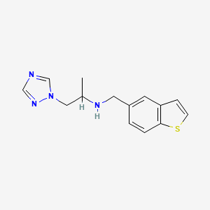 molecular formula C14H16N4S B3956911 (1-benzothien-5-ylmethyl)[1-methyl-2-(1H-1,2,4-triazol-1-yl)ethyl]amine 