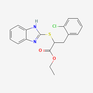 molecular formula C18H17ClN2O2S B3956917 ethyl 2-(1H-benzimidazol-2-ylthio)-3-(2-chlorophenyl)propanoate 