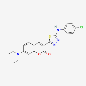 molecular formula C21H19ClN4O2S B3956922 3-{5-[(4-chlorophenyl)amino]-1,3,4-thiadiazol-2-yl}-7-(diethylamino)-2H-chromen-2-one 