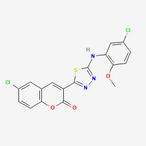 molecular formula C18H11Cl2N3O3S B3956955 6-chloro-3-{5-[(5-chloro-2-methoxyphenyl)amino]-1,3,4-thiadiazol-2-yl}-2H-chromen-2-one 