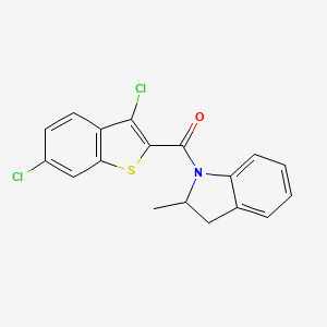 molecular formula C18H13Cl2NOS B3956963 1-[(3,6-dichloro-1-benzothien-2-yl)carbonyl]-2-methylindoline 