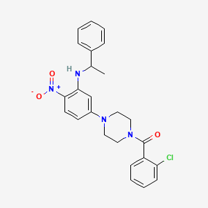 molecular formula C25H25ClN4O3 B3957007 5-[4-(2-chlorobenzoyl)-1-piperazinyl]-2-nitro-N-(1-phenylethyl)aniline 