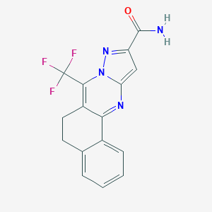 molecular formula C16H11F3N4O B395705 7-(Trifluoromethyl)-5,6-dihydrobenzo[h]pyrazolo[5,1-b]quinazoline-10-carboxamide 