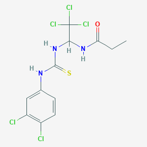 molecular formula C12H12Cl5N3OS B3957115 N-[2,2,2-trichloro-1-({[(3,4-dichlorophenyl)amino]carbonothioyl}amino)ethyl]propanamide 