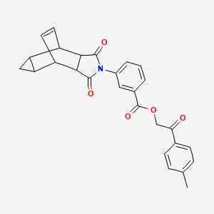 molecular formula C27H23NO5 B3957131 2-(4-methylphenyl)-2-oxoethyl 3-(3,5-dioxo-4-azatetracyclo[5.3.2.0~2,6~.0~8,10~]dodec-11-en-4-yl)benzoate CAS No. 6625-49-6