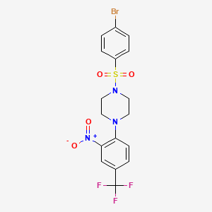 molecular formula C17H15BrF3N3O4S B3957166 1-[(4-bromophenyl)sulfonyl]-4-[2-nitro-4-(trifluoromethyl)phenyl]piperazine 