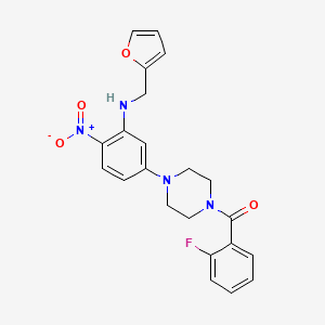 molecular formula C22H21FN4O4 B3957169 5-[4-(2-fluorobenzoyl)-1-piperazinyl]-N-(2-furylmethyl)-2-nitroaniline 