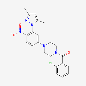 molecular formula C22H22ClN5O3 B3957183 1-(2-chlorobenzoyl)-4-[3-(3,5-dimethyl-1H-pyrazol-1-yl)-4-nitrophenyl]piperazine 