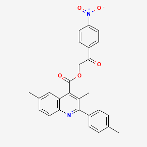 molecular formula C27H22N2O5 B3957197 2-(4-nitrophenyl)-2-oxoethyl 3,6-dimethyl-2-(4-methylphenyl)-4-quinolinecarboxylate CAS No. 355420-93-8