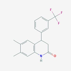 molecular formula C18H16F3NO B3957199 6,7-dimethyl-4-[3-(trifluoromethyl)phenyl]-3,4-dihydro-2(1H)-quinolinone 