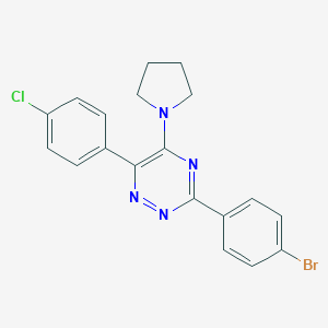 molecular formula C19H16BrClN4 B395720 3-(4-Bromophenyl)-6-(4-chlorophenyl)-5-pyrrolidin-1-yl-1,2,4-triazine 
