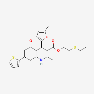 molecular formula C24H27NO4S2 B3957243 2-(ethylthio)ethyl 2-methyl-4-(5-methyl-2-furyl)-5-oxo-7-(2-thienyl)-1,4,5,6,7,8-hexahydro-3-quinolinecarboxylate 
