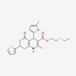 2-(ethylthio)ethyl 2-methyl-4-(5-methyl-2-furyl)-5-oxo-7-(2-thienyl)-1,4,5,6,7,8-hexahydro-3-quinolinecarboxylate