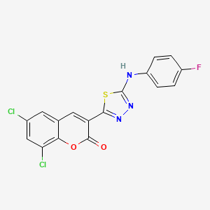 molecular formula C17H8Cl2FN3O2S B3957250 6,8-dichloro-3-{5-[(4-fluorophenyl)amino]-1,3,4-thiadiazol-2-yl}-2H-chromen-2-one 
