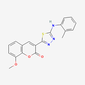 molecular formula C19H15N3O3S B3957278 8-methoxy-3-{5-[(2-methylphenyl)amino]-1,3,4-thiadiazol-2-yl}-2H-chromen-2-one 