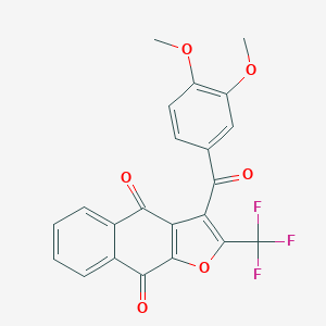 molecular formula C22H13F3O6 B395729 3-(3,4-Dimethoxybenzoyl)-2-(trifluoromethyl)naphtho[2,3-b]furan-4,9-dione 