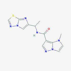 molecular formula C13H13N7OS B3957319 N-(1-imidazo[2,1-b][1,3,4]thiadiazol-6-ylethyl)-1-methyl-1H-imidazo[1,2-b]pyrazole-7-carboxamide 