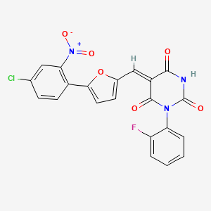 molecular formula C21H11ClFN3O6 B3957338 5-{[5-(4-chloro-2-nitrophenyl)-2-furyl]methylene}-1-(2-fluorophenyl)-2,4,6(1H,3H,5H)-pyrimidinetrione 