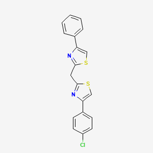 molecular formula C19H13ClN2S2 B3957345 4-(4-chlorophenyl)-2-[(4-phenyl-1,3-thiazol-2-yl)methyl]-1,3-thiazole 