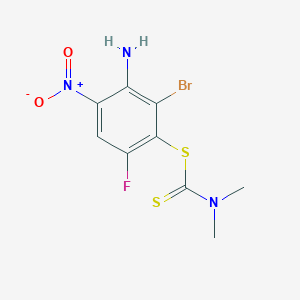 molecular formula C9H9BrFN3O2S2 B395735 3-Amino-2-bromo-6-fluoro-4-nitrophenyl dimethyldithiocarbamate 