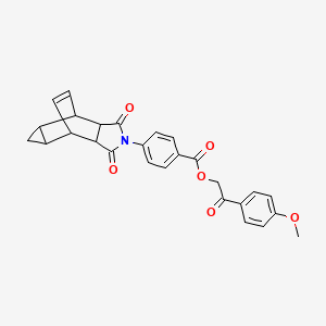 molecular formula C27H23NO6 B3957350 2-(4-methoxyphenyl)-2-oxoethyl 4-(3,5-dioxo-4-azatetracyclo[5.3.2.0~2,6~.0~8,10~]dodec-11-en-4-yl)benzoate 