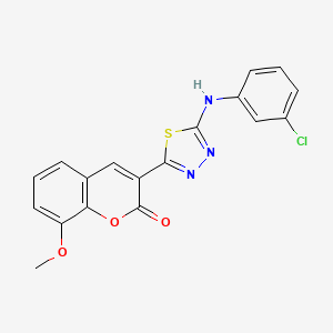 molecular formula C18H12ClN3O3S B3957353 3-{5-[(3-chlorophenyl)amino]-1,3,4-thiadiazol-2-yl}-8-methoxy-2H-chromen-2-one 