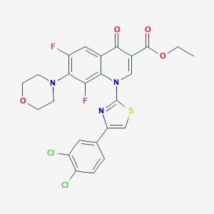 molecular formula C25H19Cl2F2N3O4S B395736 Ethyl 1-[4-(3,4-dichlorophenyl)-1,3-thiazol-2-yl]-6,8-difluoro-7-(4-morpholinyl)-4-oxo-1,4-dihydro-3-quinolinecarboxylate 